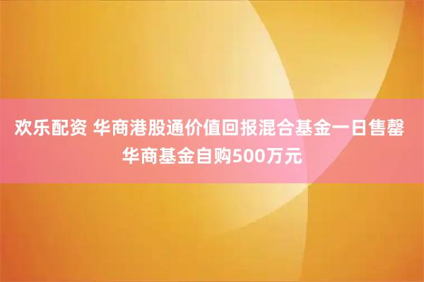 欢乐配资 华商港股通价值回报混合基金一日售罄 华商基金自购500万元